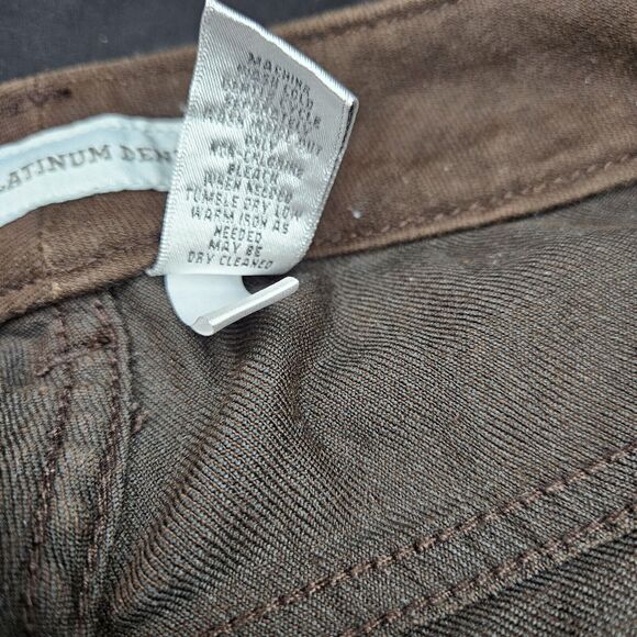 Chicos Womens Platinum Denim Pants Brown Size 00 Cotton Stretch Pockets Button - Picture 8 of 12
